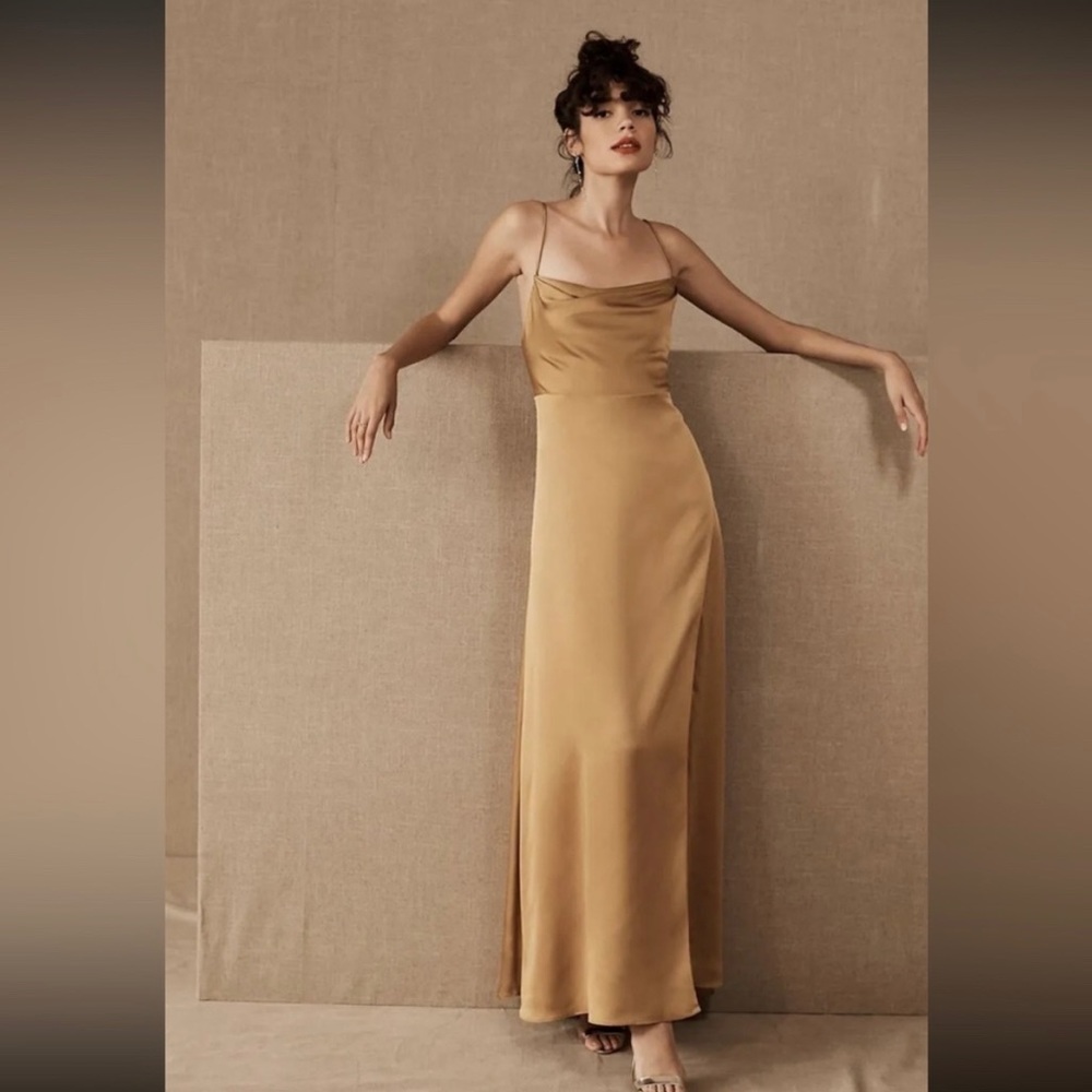bhldn gold bridesmaid dress